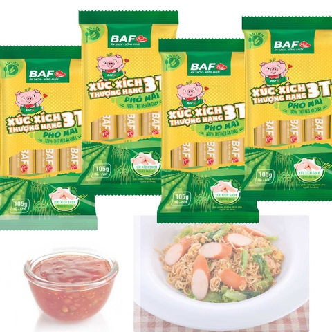 Xúc xích phô mai ăn liền thượng hạng 3T Phô mai - Gói 105g