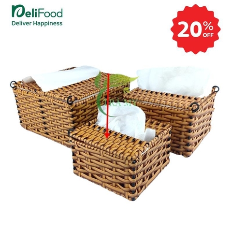 Hộp Khăn Giấy Giả Mây Cao Cấp - Sang Trọng, Bền Đẹp, Phù Hợp Quán Cafe, Nhà Hàng, Gia Đình