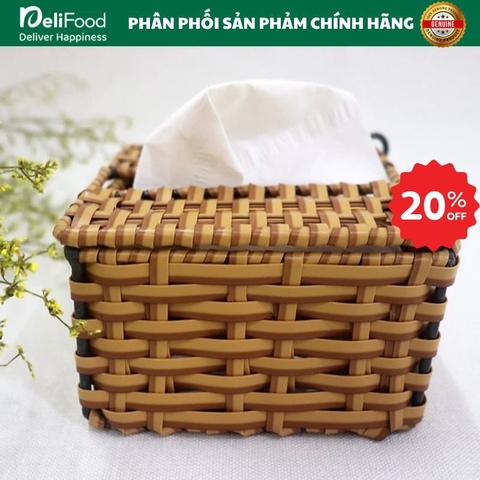 Hộp Khăn Giấy Giả Mây Cao Cấp - Sang Trọng, Bền Đẹp, Phù Hợp Quán Cafe, Nhà Hàng, Gia Đình