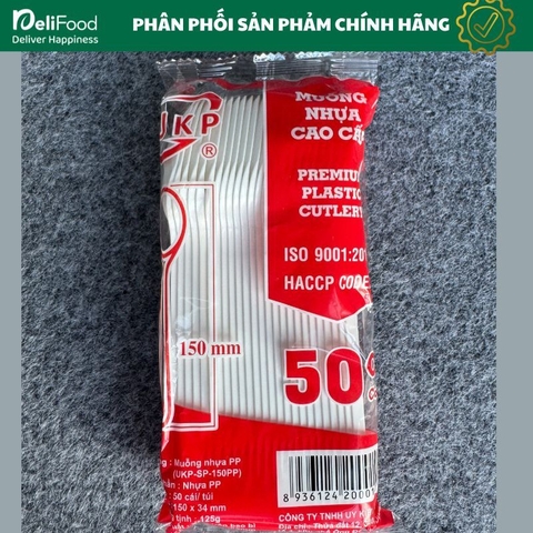 Muỗng Nhựa PP 150mm | Gói 50 Cái | Muỗng Dùng 1 Lần | UKP Cao Cấp | Chuẩn ISO HACCP