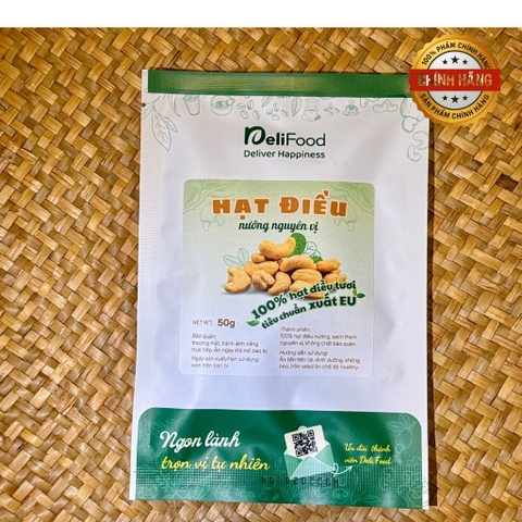 Hạt Điều nướng Nguyên Vị DeliFood 50g – Hàng chính hãng - 100% Hạt Điều Tươi Sạch Tiêu Chuẩn Xuất EU