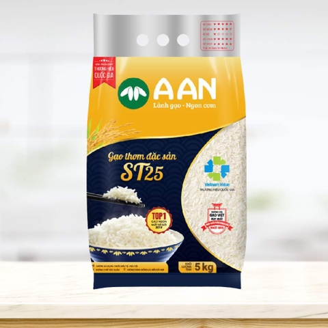Gạo ST25 AAN Chính Hãng 5kg – Chuẩn ST25 Dẻo Ngon, An Toàn Cho Sức Khỏe