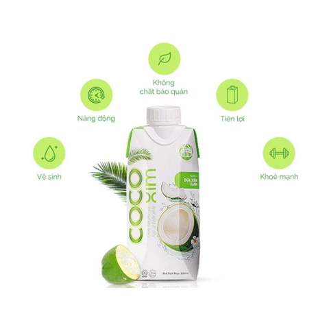 Nước Dừa Cocoxim Xanh 330ml – Thanh Mát Nguyên Vị, Dừa Non Tự Nhiên