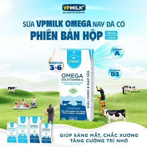 Sữa Đậu Đen Tiệt Trùng VPMilk OMEGA Có Đường Lốc 4x180ml – Bổ dưỡng từ thiên nhiên