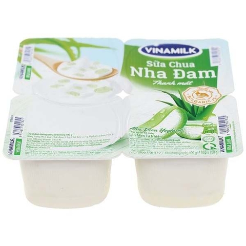 Sữa Chua Ăn Nha Đam Vinamilk 4x100g – Mát lành, bổ dưỡng từng thìa