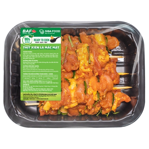 Thịt xiên lá móc mật SibaFood - khay 350g