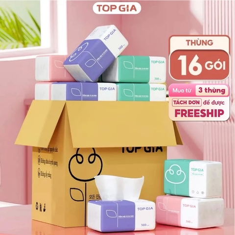 Topgia - Thùng khăn giấy ăn cao cấp 4 lớp dày dặn, mềm mịn