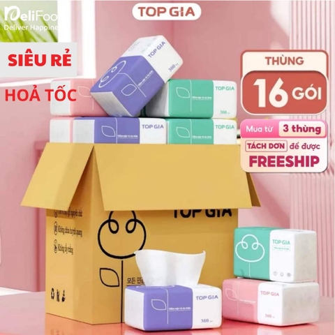 Topgia - Thùng khăn giấy ăn cao cấp 4 lớp dày dặn, mềm mịn