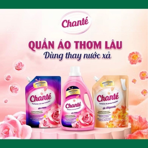 Nước giặt xả Chante cao cấp Hương hoa hồng Ohara Pháp - Can lớn - Mua 1 tặng 1