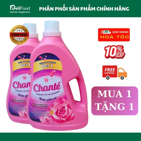 Nước giặt xả Chante cao cấp Hương hoa hồng Ohara Pháp - Can lớn - Mua 1 tặng 1