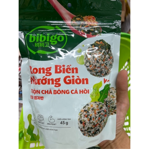 Rong biển nướng giòn trộn chà bông cá hồi Bibigo (CJ) - gói 45g