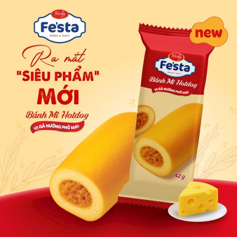 Bánh mì Hotdog Gà nướng phô mai Fe'sta Richy - gói 42g