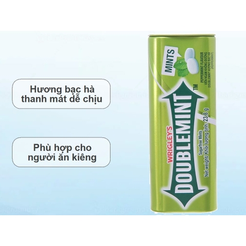 Viên ngậm không đường Doublemint hương bạc hà (pepermint) - hộp 23.8g