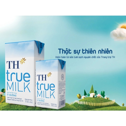 Sữa tươi triệt trùng TH Truemilk ít đường  - Hộp 180ml
