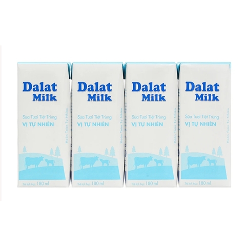 Sữa tươi tiệt trùng Dalat milk không đường  - Hộp 180ml