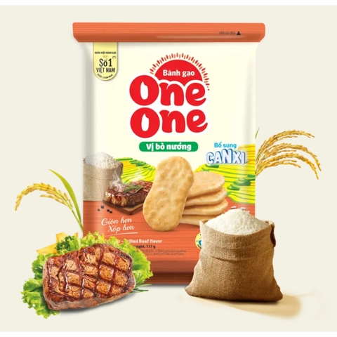 Bánh gạo One One vị bò nướng - gói 117g