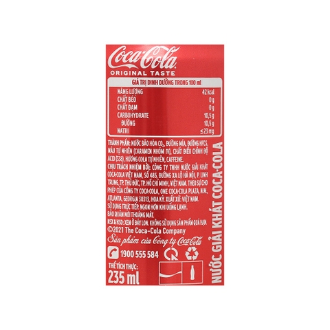 Coca Cola nguyên bản - 235ml