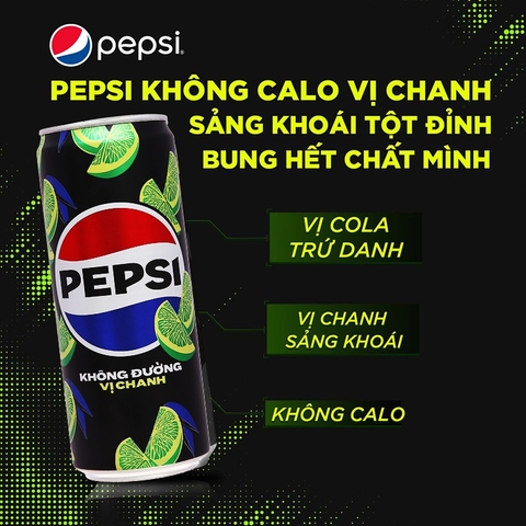 Nước ngọt Pepsi chanh không đường - lon 320ml