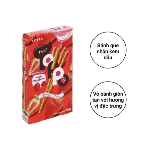 Bánh que Toppo- nhân kem dâu - Hộp 40g