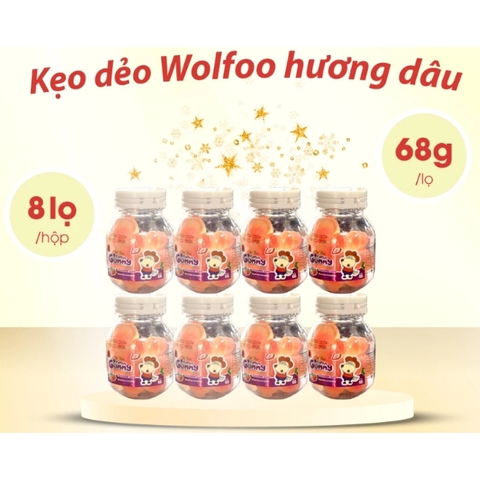 Kẹo dẻo Wolfoo có nhân vị dâu - hộp 68g