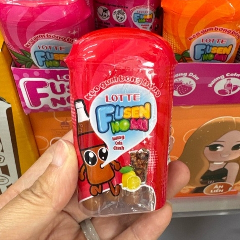 Kẹo gum bong bóng Lotte Fusen Nomi vị cola chanh hũ 13,8g