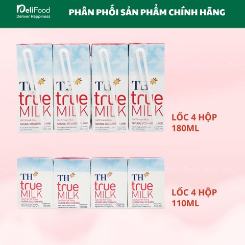 Sữa tươi triệt trùng TH Truemilk Dâu  - Hộp 110ml