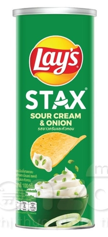 Bim bim Lay's STAX vị kem chua và hành tây - Hộp 100g