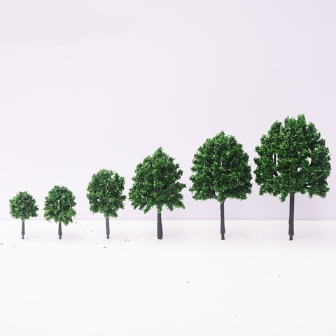 Mô hình cây xanh tán tròn (cây xà cừ, cây sấu) lá sợi nhựa trang trí sa bàn, tiểu cảnh, dollhouse