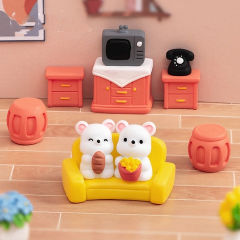 Mô hình vật dụng nội thất gia đình gấu trắng trang trí nhà búp bê, tiểu cảnh, DIY