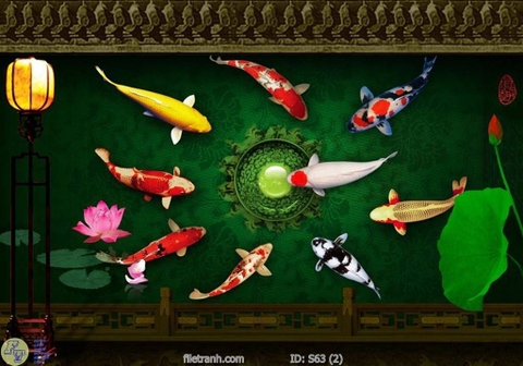 Tranh Cửu Ngư Quần Hội | Tranh Ngọc Việt - Đắk Lắk | Tranh Ngọc Việt - Xưởng Tranh Đẹp Buôn Ma Thuột (BMT) DakLak