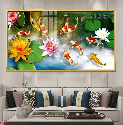 Tranh Cửu Ngư Quần Hội | Tranh Ngọc Việt - Đắk Lắk | Tranh Ngọc Việt - Xưởng Tranh Đẹp Buôn Ma Thuột (BMT) DakLak