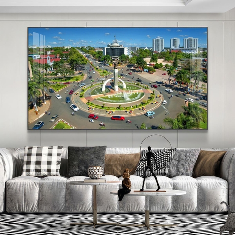 Tranh Tây Nguyên, Ngã 6 Buôn Ma Thuột, Thác - BMT DakLak | Tranh Ngọc Việt - Xưởng Tranh Đẹp Buôn Ma Thuột (BMT) DakLak