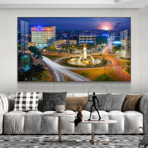 Tranh Tây Nguyên, Ngã 6 Buôn Ma Thuột, Thác - BMT DakLak | Tranh Ngọc Việt - Xưởng Tranh Đẹp Buôn Ma Thuột (BMT) DakLak