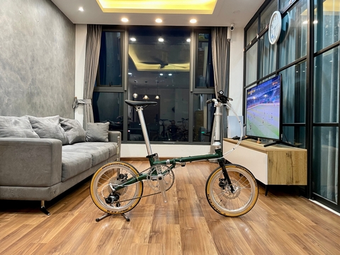 Xe đạp gấp ráp theo yêu cầu Fnhon Gust 16' phanh đĩa màu Green