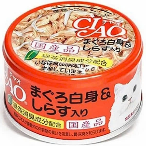 Pate mèo Ciao - Thịt cá ngừ trắng và thạch Shirasu - 85g