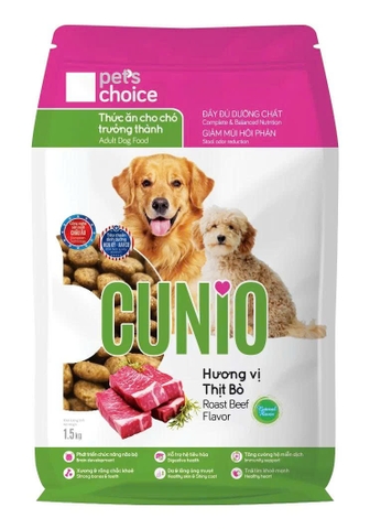 Thức ăn hạt cho chó trưởng thành Cunio - Vị bò - 1,5kg