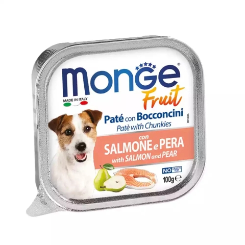 Pate chó Monge Fruit AD cá hồi và quả lê 100g