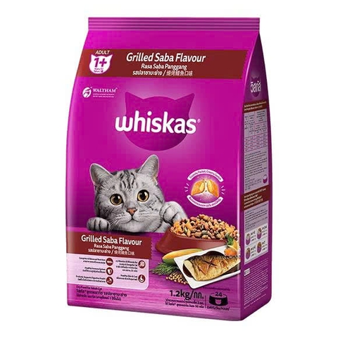 Thức ăn hạt cho mèo - Whiskat 1,2kg - Cá Saba nướng