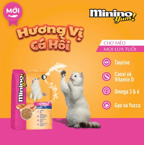 Hạt mèo Minino Yum Vị cá hồi - 350g