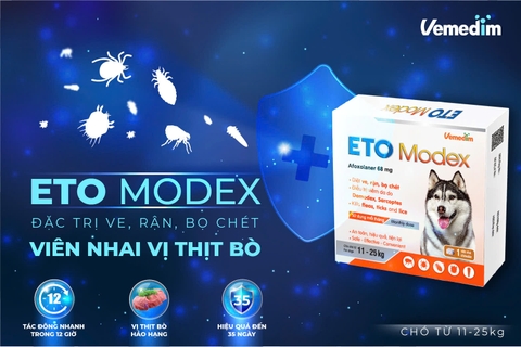 ETO Modex - Diệt ve, rận, bọ chét, điều trị viêm da do Demodex, Sarcoptes cho chó - 6 Viên