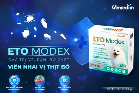 ETO Modex - Diệt ve, rận, bọ chét, điều trị viêm da do Demodex, Sarcoptes cho chó