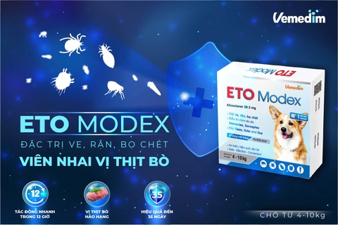 ETO Modex - Diệt ve, rận, bọ chét, điều trị viêm da do Demodex, Sarcoptes cho chó