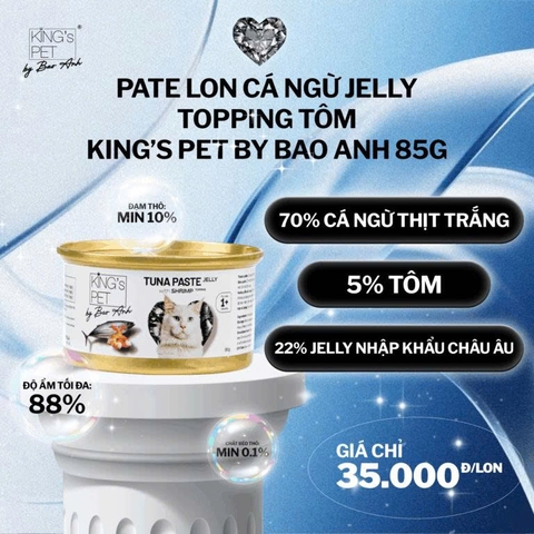Pate lon Cá Ngừ Jelly King’s Pet by Bao Anh 85g Topping