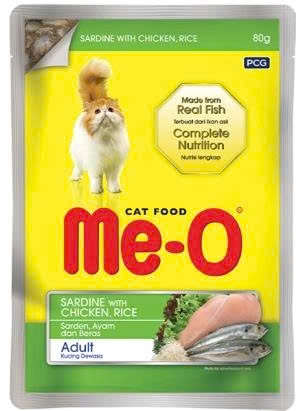 Thức ăn ướt Me-O túi vị cá mòi với gà & gạo