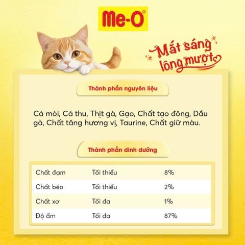 Thức ăn ướt Me-O túi vị cá ngừ với cá thịt trắng