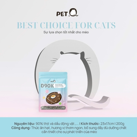 Thức ăn hạt Donut D90K PetQ - Mèo con