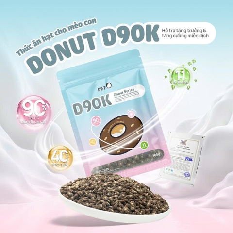 Thức ăn hạt Donut D90K PetQ - Mèo con