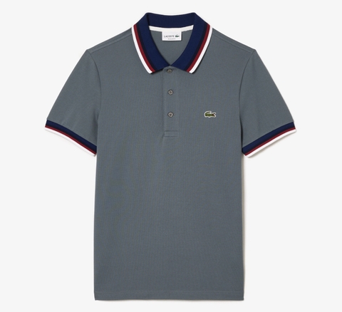 Áo Polo Lacoste Nam Check Cổ Dáng Regular PH3461-00-7EB Màu Xám Xi Măng