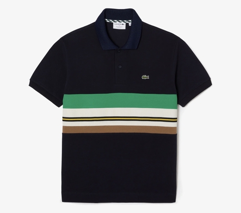 Áo Polo Lacoste Nam Phối Sọc Dáng Classic Cổ Điển PH1132-00-HDE Màu Xanh Navy