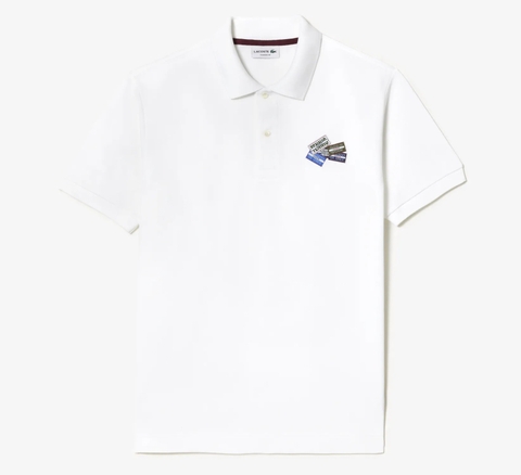Áo Polo Lacoste Nam Logo Cách Điệu Dáng Classic Cổ Điển PH2052-00-001 Màu Trắng